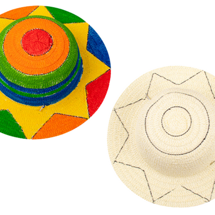 DIY Painting Straw Hat Art Craft & D.I.Y One Dollar Only