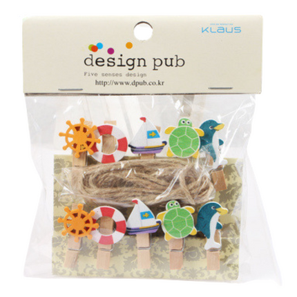 Ocean Theme Wooden Clip with Twine Art Craft & D.I.Y One Dollar Only