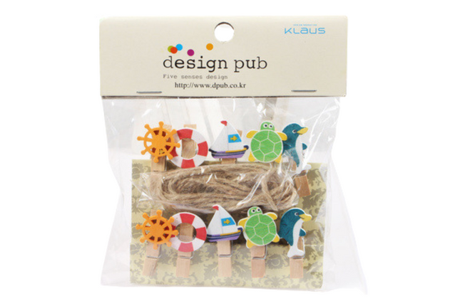 Ocean Theme Wooden Clip with Twine Art Craft & D.I.Y One Dollar Only