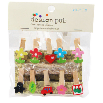 Flower Theme Wooden Clip with Twine Art Craft & D.I.Y One Dollar Only
