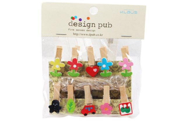 Flower Theme Wooden Clip with Twine Art Craft & D.I.Y One Dollar Only