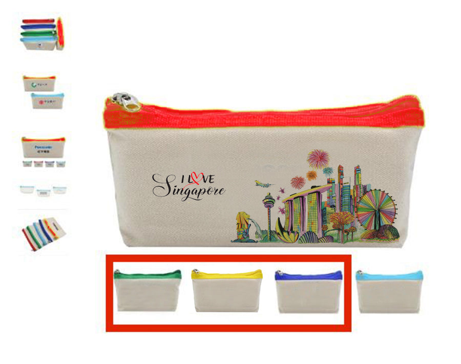 National Day Canvas Pencil Case with Coloured Zip National Day Gifts One Dollar Only