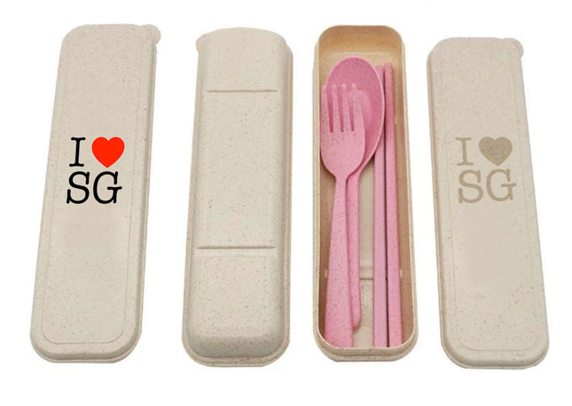 National Day 3-Piece Wheat Fibre Cutlery Set In Case National Day Gifts One Dollar Only