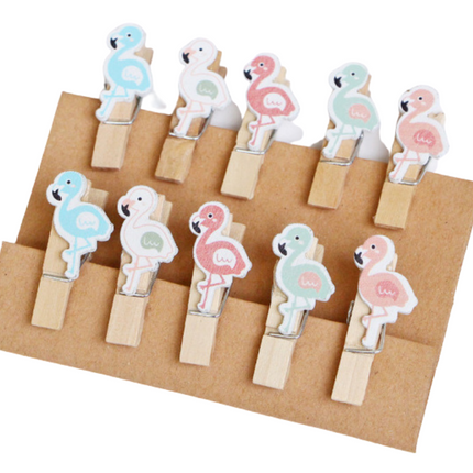 Flamingo Theme Wooden Clip with Twine Art Craft & D.I.Y One Dollar Only
