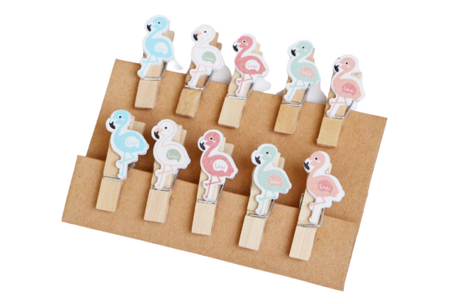 Flamingo Theme Wooden Clip with Twine Art Craft & D.I.Y One Dollar Only