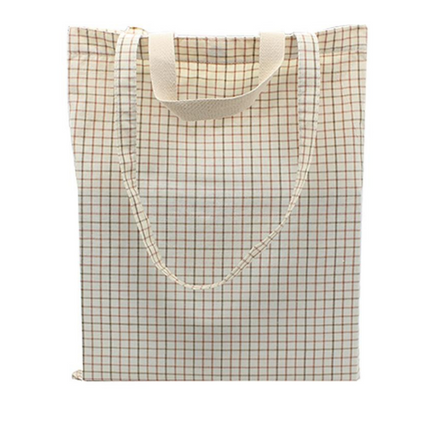 Checkered Cotton Tote Bag With Carrying Handles And Carrying Straps CG Bags One Dollar Only