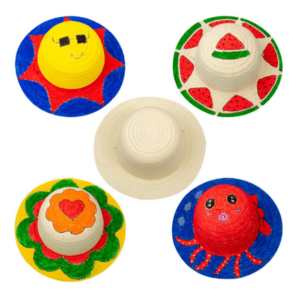 DIY Painting Straw Hat Art Craft & D.I.Y One Dollar Only