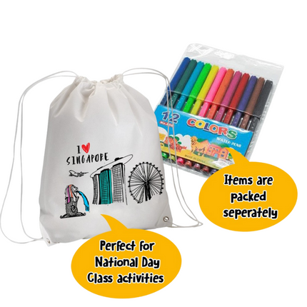 DIY National Day Theme Non Woven Drawstring Bag Art Craft & D.I.Y One Dollar Only