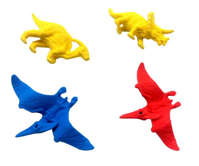 Novelty Dinosaur Mini 4 Piece Eraser Set Erasers One Dollar Only