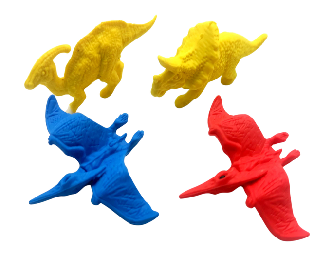 Novelty Dinosaur Mini 4 Piece Eraser Set Erasers One Dollar Only