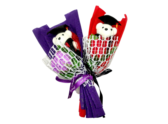 Rose / Sunflower Graduation Bear Bouquet Gift Ideas and Novelties One Dollar Only