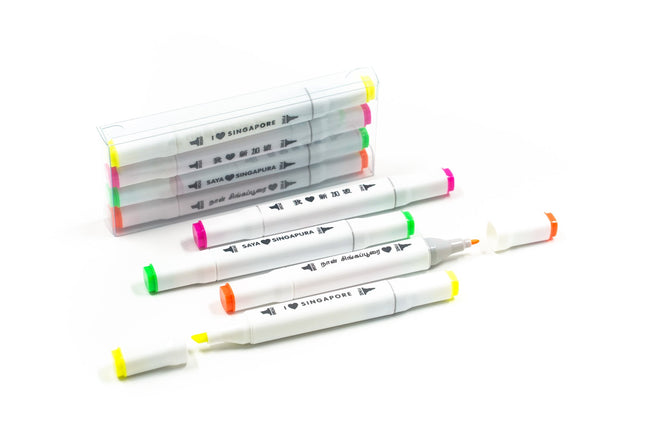 Set Of 4 Highlighters With I Love Sg Messages Everyday Stationery One Dollar Only