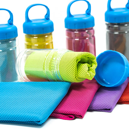 Cooling Sports Towel in Plastic bottle with Hook Gift Ideas and Novelties One Dollar Only