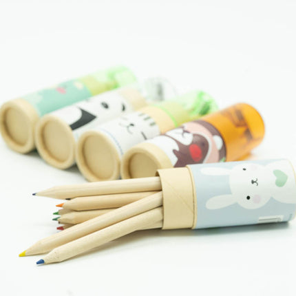 Animal Theme Tube Colour Pencil with Sharpener Colouring Materials One Dollar Only