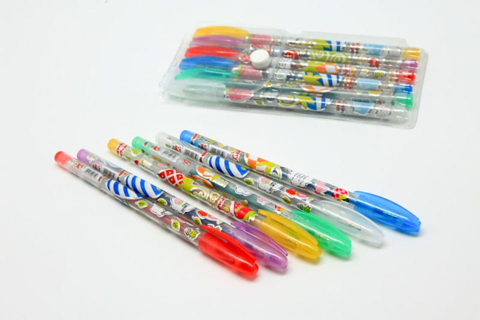 6-Colour Glitter Pen Set Colouring Materials One Dollar Only