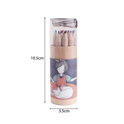 Sketch Girl Theme Tube Color Pencil with Sharpener Colouring Materials One Dollar Only