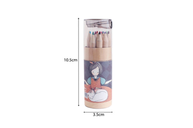 Sketch Girl Theme Tube Color Pencil with Sharpener Colouring Materials One Dollar Only