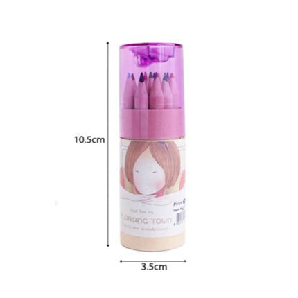 Sketch Girl Theme Tube Color Pencil with Sharpener Colouring Materials One Dollar Only