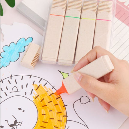 Set of 4 Wheat Straw Highlighters Everyday Stationery One Dollar Only