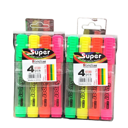 Neon 4-Colour Highlighter Set Everyday Stationery One Dollar Only