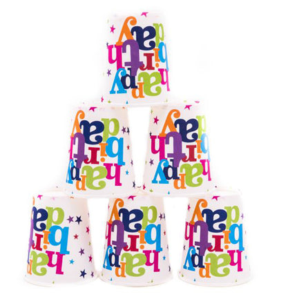Birthday Party Paper Cups (6pc) Party Supplies One Dollar Only