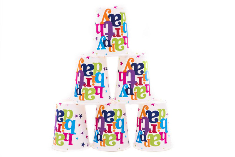 Birthday Party Paper Cups (6pc) Party Supplies One Dollar Only