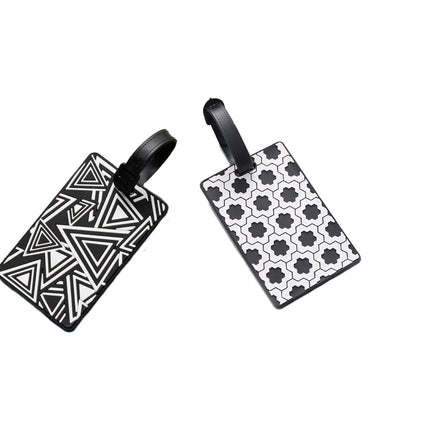 Geometric Abstract Design Monochrome Black and White Luggage Tag Key Chains One Dollar Only