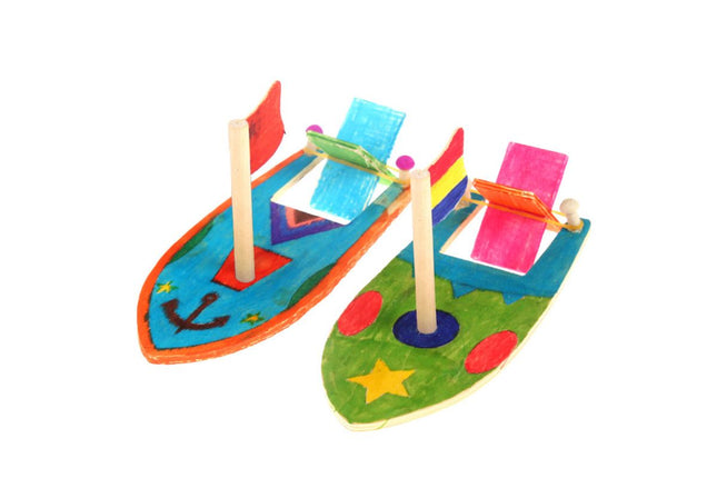DIY Colouring Wooden Sailboat Art Craft & D.I.Y One Dollar Only