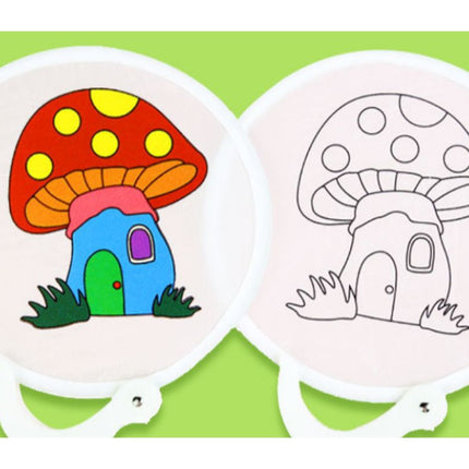 DIY Colouring Foldable Fan Art Craft & D.I.Y One Dollar Only