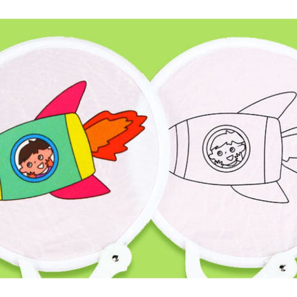 DIY Colouring Foldable Fan Art Craft & D.I.Y One Dollar Only