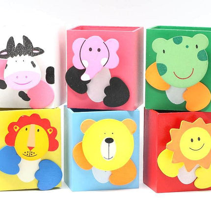 Wooden Pen Holder with Animal Motifs Everyday Stationery One Dollar Only