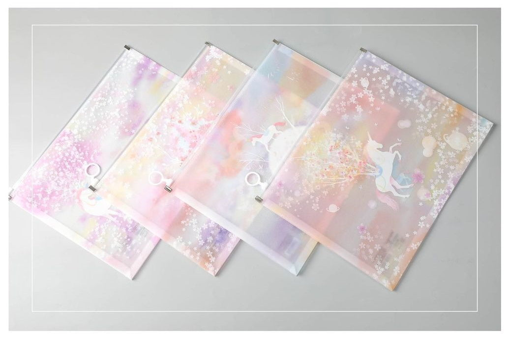 Unicorn Design Translucent Zip File Case (A4) Cases One Dollar Only