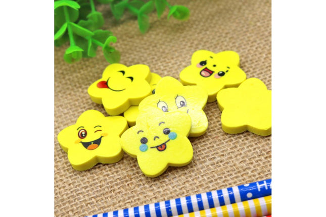 Star Smiley Emoji 3 Piece Eraser Set Erasers One Dollar Only