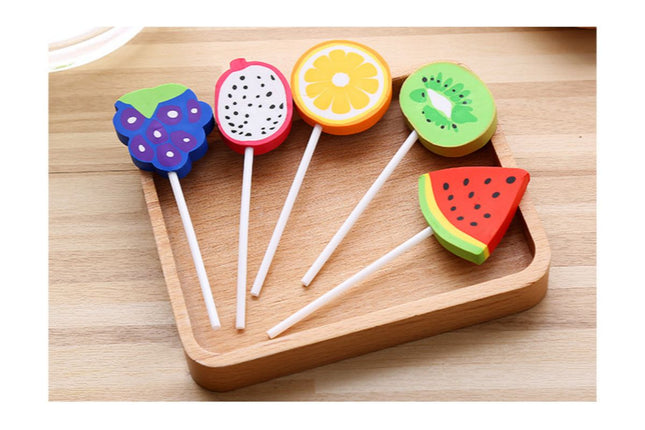 Fruit Lollipop Design Erasers Erasers One Dollar Only
