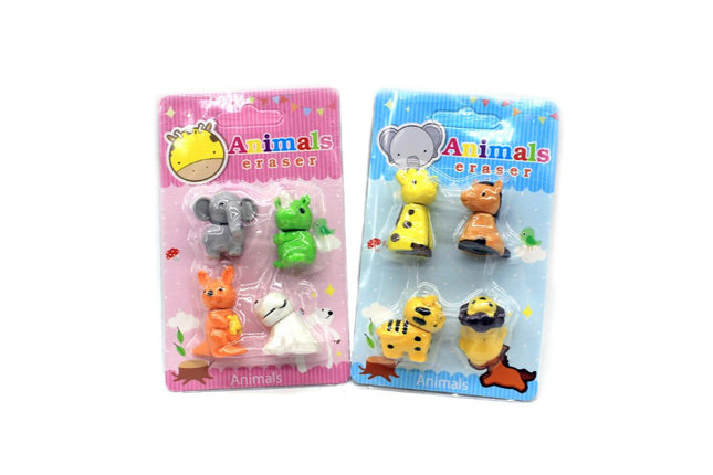 Mini Animal Themed 4 Piece Eraser Set Erasers One Dollar Only