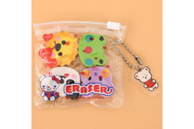 Novelty Cute Animals Mini 4 Piece Eraser Set Erasers One Dollar Only