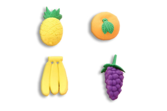 Novelty Fruits Mini 4 Piece Eraser Set Erasers One Dollar Only
