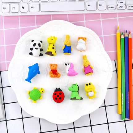 Novelty Mini Animals 6 Piece Eraser Set Erasers One Dollar Only