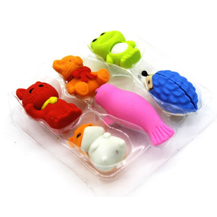 Novelty Mini Animals 6 Piece Eraser Set Erasers One Dollar Only