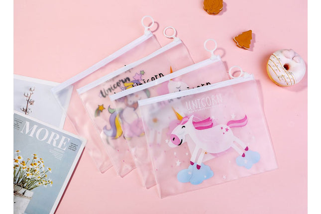 Whimsical Unicorn Design Transparent Zip Case Cases One Dollar Only