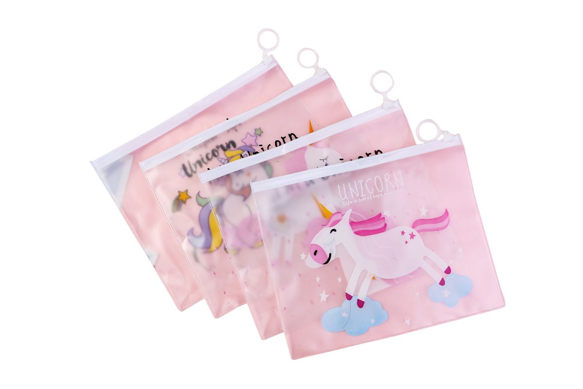 Whimsical Unicorn Design Transparent Zip Case Cases One Dollar Only