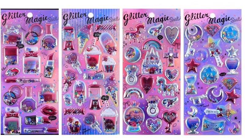 Premium Glitter Puff up Stickers Stickers One Dollar Only
