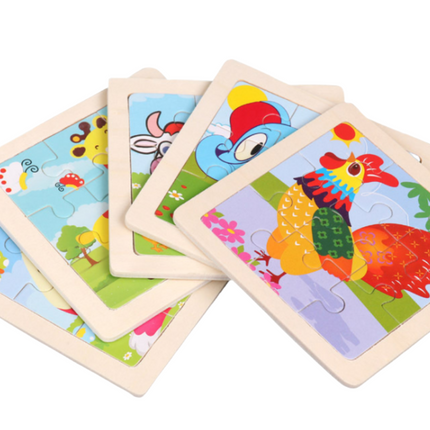 Cartoon Garden Animals Mini Wooden Puzzle Games and Toys One Dollar Only
