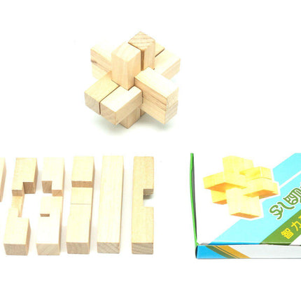 Wooden 'Kong Ming' 6pc Locking Puzzle Games and Toys One Dollar Only
