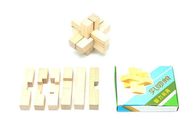 Wooden 'Kong Ming' 6pc Locking Puzzle Games and Toys One Dollar Only