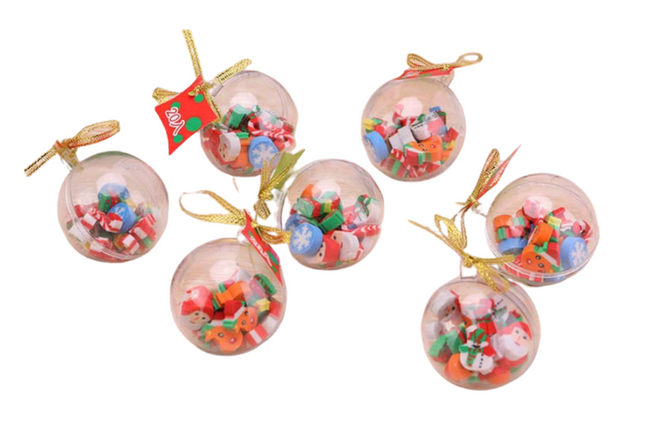 Christmas Erasers Ball Ornament Seasonal One Dollar Only