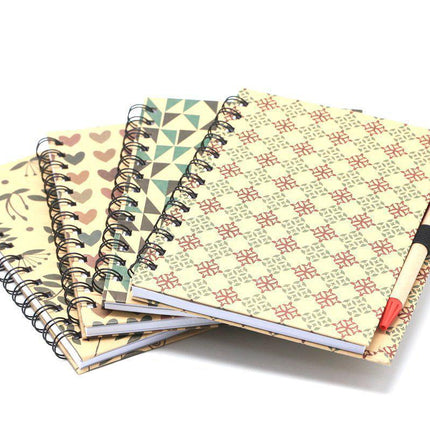 Spiral Bound Graphic Design Motif Notebook with Pen Notebooks One Dollar Only