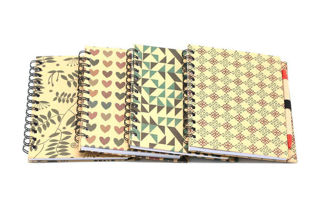 Spiral Bound Graphic Design Motif Notebook with Pen Notebooks One Dollar Only