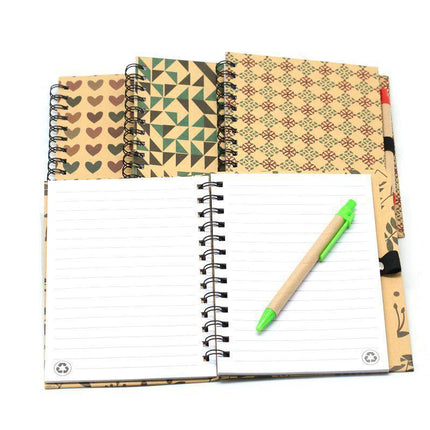 Spiral Bound Graphic Design Motif Notebook with Pen Notebooks One Dollar Only