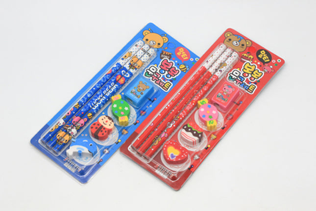 7 pieces Stationery Set (Pencils, Erasers & Sharpener) Stationery Set One Dollar Only